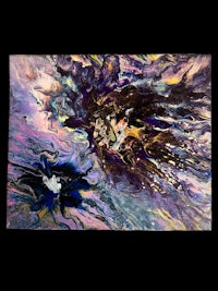 a painting with a purple and blue background
