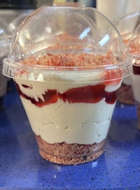 strawberry cheesecake in a plastic container