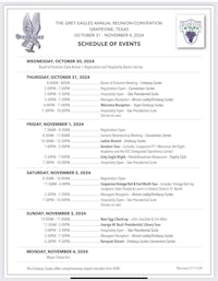 the schedule of events for the grey eagles