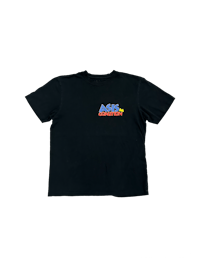 a black t - shirt with a colorful logo on it
