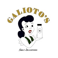 a woman holding a bottle of milk with the name galito's on it
