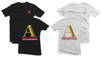 three t - shirts with the letter a on them