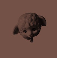 a 3d model of a sheep head on a brown background