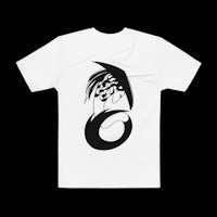 a white t - shirt with a black and white design