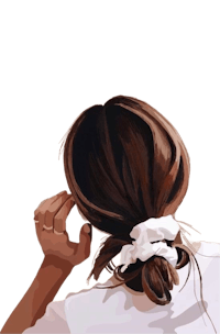 an illustration of a woman with her hair in a ponytail