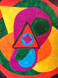 a colorful painting with a triangle in the middle
