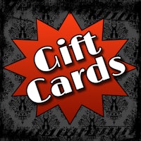 a red and black gift card with the words gift cards