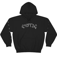 a black hoodie with the word'stupid'on it