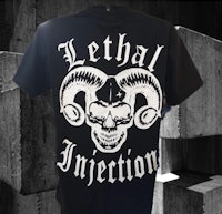 a black t - shirt that says lethal injection