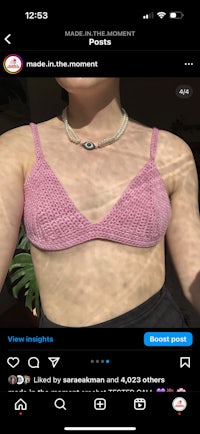 a picture of a woman in a pink bikini top