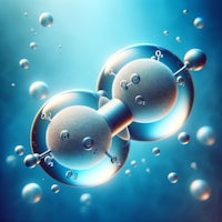 a 3d illustration of a molecule with bubbles floating around it