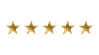 five gold stars on a black background