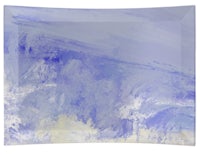 a blue and white abstract painting on a rectangular plate