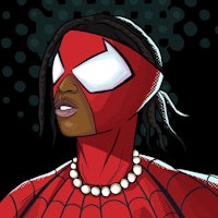 a black woman in a spider - man costume