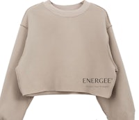 a beige sweatshirt with the word energize on it