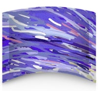a blue and purple abstract painting on a curved surface