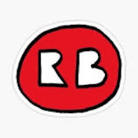 the rb logo on a white background sticker