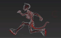 a 3d model of a skeleton running