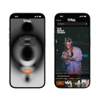 two iphones displaying a picture of a man and a woman