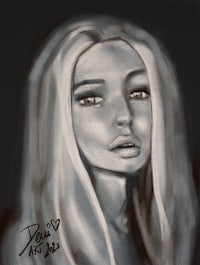 a drawing of a girl with long hair