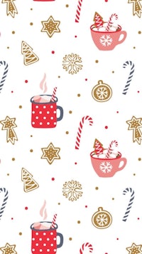 a seamless pattern with candy canes and hot cocoa