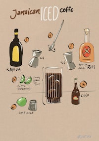 a drawing of a recipe for a jermaine iced coffee