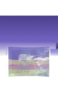 an abstract painting with a purple background