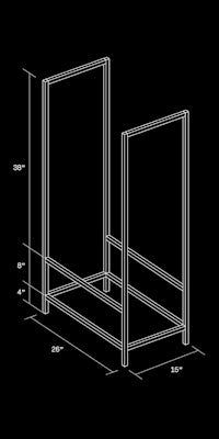 a black and white drawing of a storage rack