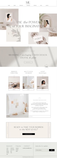 a website design with a white background and an image of a woman