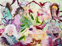 a painting of a group of women with flowers in their hair