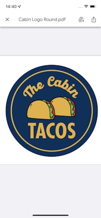 the cabin tacos logo on an iphone