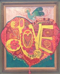 a painting of a heart with the word love on it