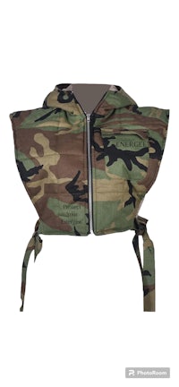 a camouflage hooded jacket with a zipper