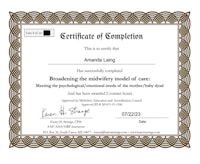 a certificate of completion for a model of care