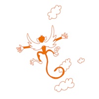 a drawing of a monkey flying in the air