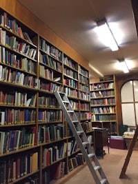 a ladder in a library
