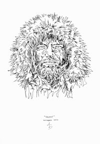 a drawing of a bearded man in a fur coat