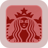 a starbucks logo in a red square