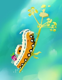 a cartoon of a caterpillar on a tree