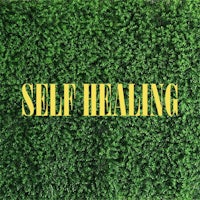 the word self healing on a green grass background