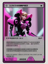 a pink card with an image of a barbie doll