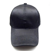 a black baseball cap on a white background