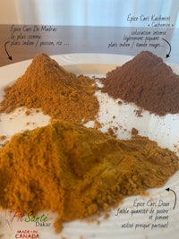 three different types of cinnamon powder on a plate