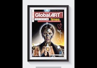the cover of global art magazine in a framed frame