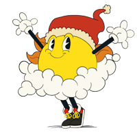 a cartoon sun wearing a santa hat