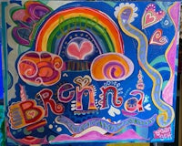 a colorful painting with the word bronna on it