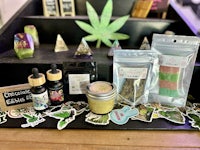 a table with a variety of cbd products on it