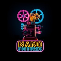 a neon movie projector with the words nano pictures