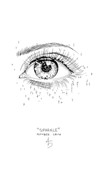 a drawing of an eye with stars on it
