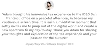 a quote from adam taylor, a tea designer in san francisco